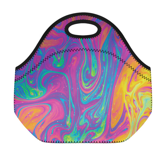 Psychedelic Liquid Print Neoprene Lunch Bag