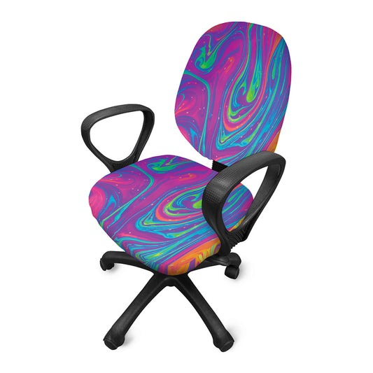 Psychedelic Liquid Print Office Chair Cover