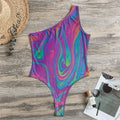 Psychedelic Liquid Print One Shoulder Bodysuit