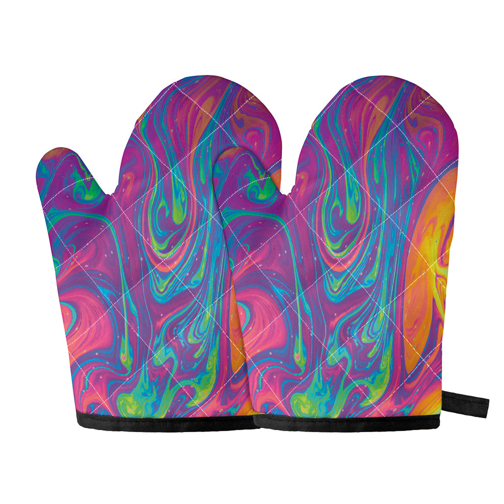 Psychedelic Liquid Print Oven Mitts