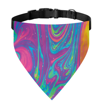 Psychedelic Liquid Print Over The Collar Dog Bandana
