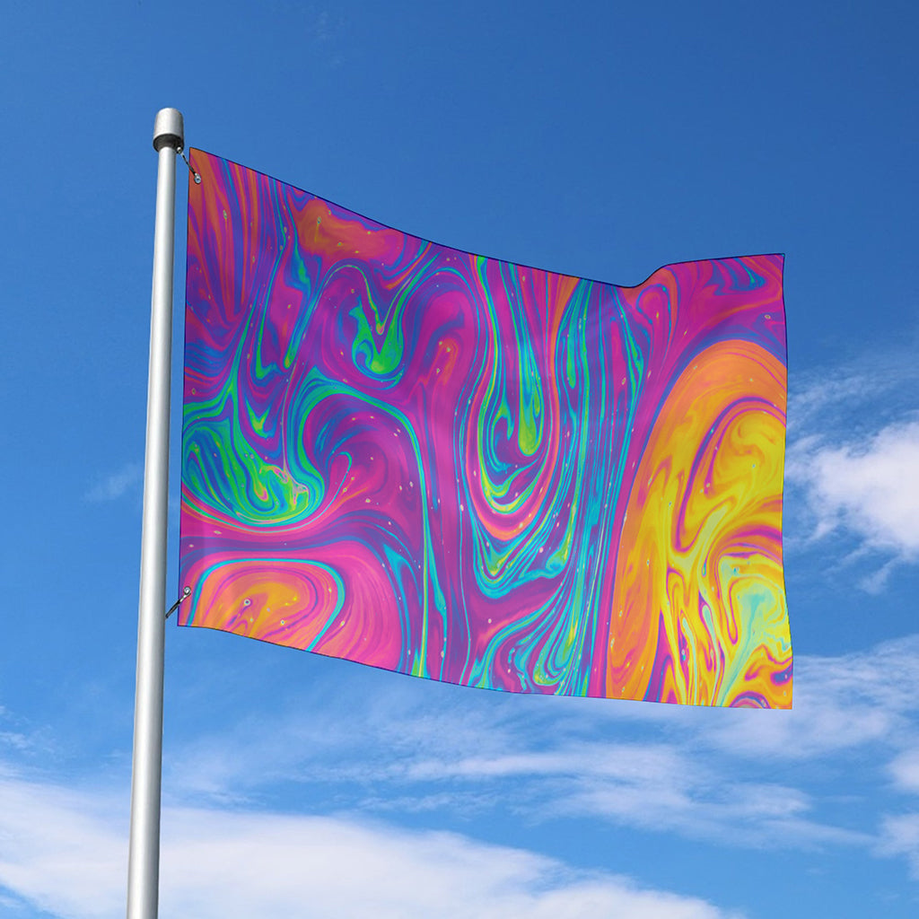 Psychedelic Liquid Print Polyester Flag