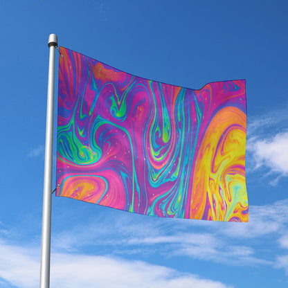 Psychedelic Liquid Print Polyester Flag