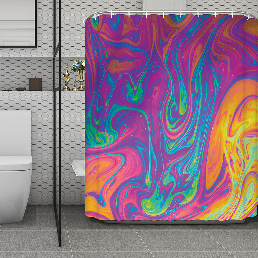 Psychedelic Liquid Print Polyester Shower Curtain