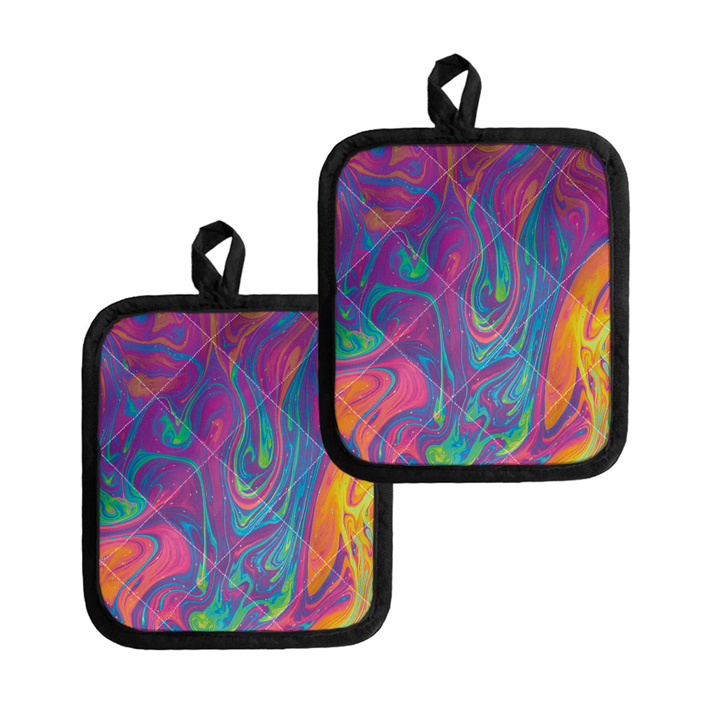 Psychedelic Liquid Print Pot Holders