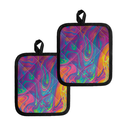 Psychedelic Liquid Print Pot Holders