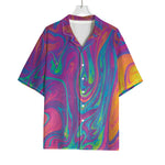 Psychedelic Liquid Print Rayon Hawaiian Shirt