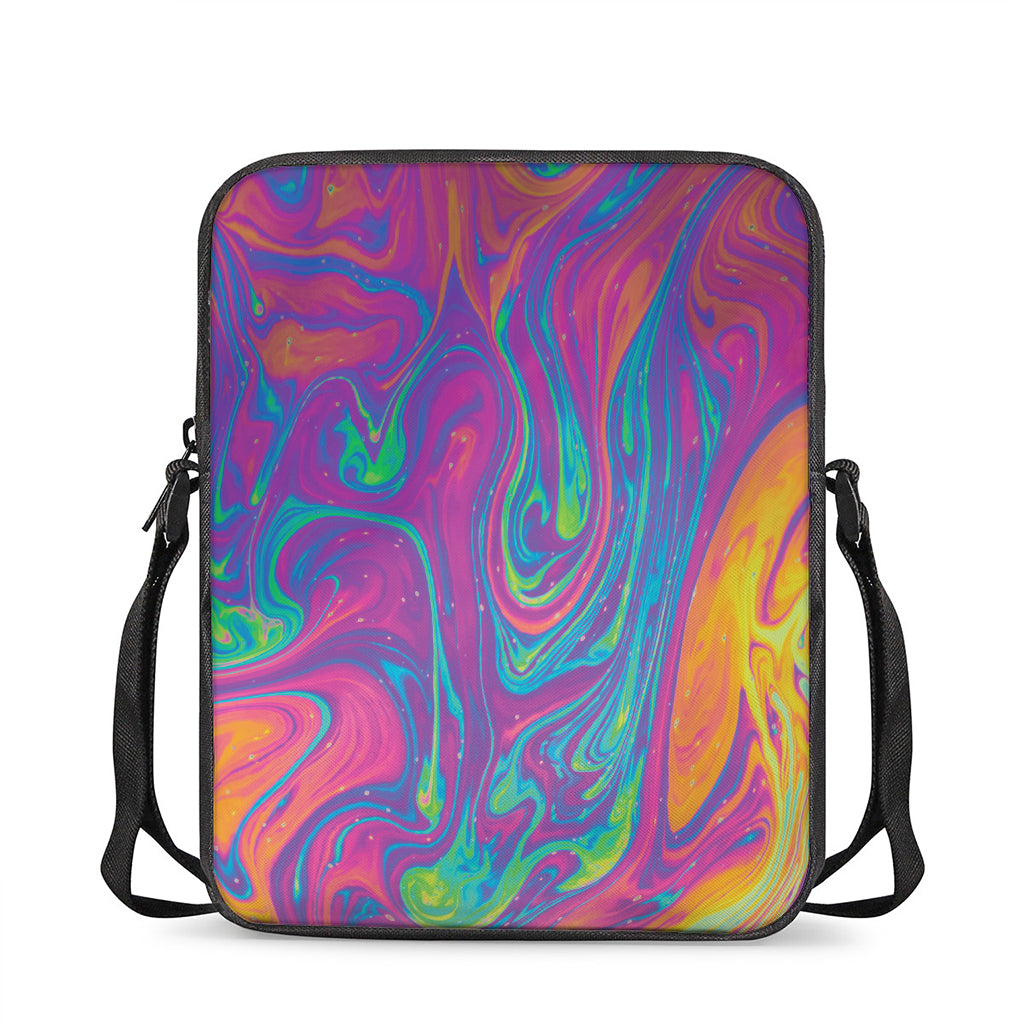 Psychedelic Liquid Print Rectangular Crossbody Bag