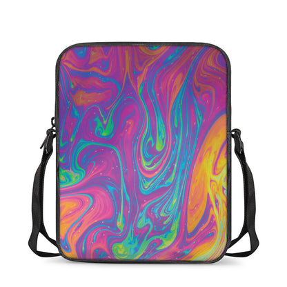 Psychedelic Liquid Print Rectangular Crossbody Bag