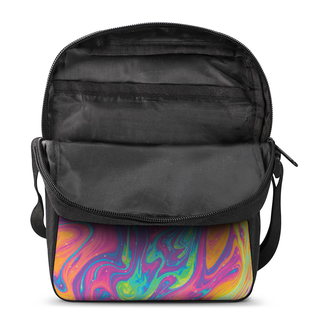 Psychedelic Liquid Print Rectangular Crossbody Bag
