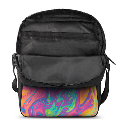 Psychedelic Liquid Print Rectangular Crossbody Bag
