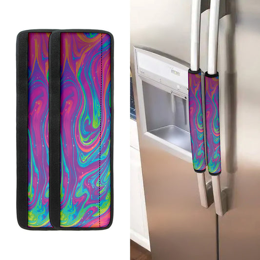 Psychedelic Liquid Print Refrigerator Handle Covers