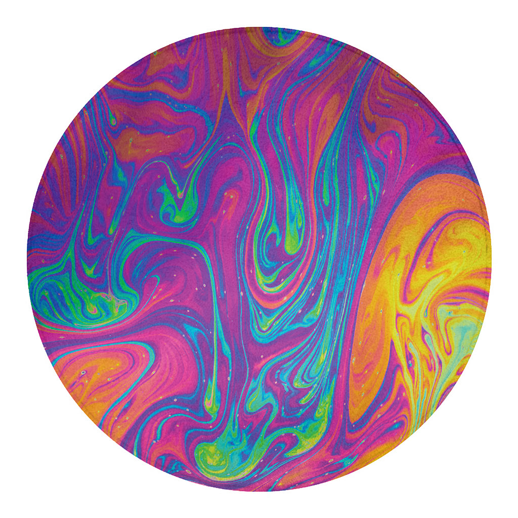 Psychedelic Liquid Print Round Blanket