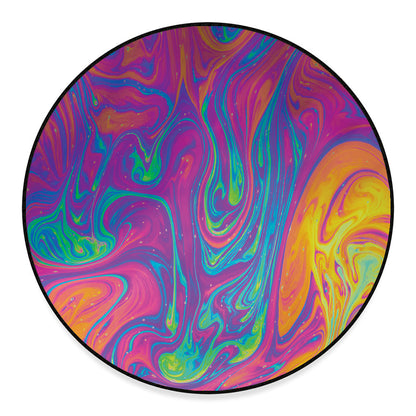 Psychedelic Liquid Print Round Floor Mat