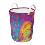 Psychedelic Liquid Print Round Laundry Basket