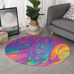 Psychedelic Liquid Print Round Rug