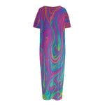Psychedelic Liquid Print Short Sleeve Long Nightdress