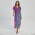 Psychedelic Liquid Print Short Sleeve Maxi Dress