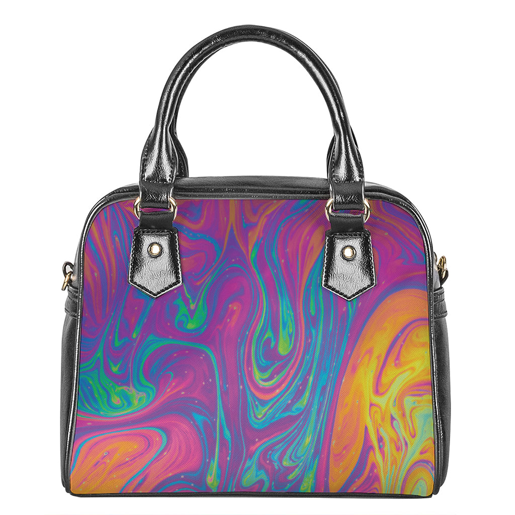 Psychedelic Liquid Print Shoulder Handbag