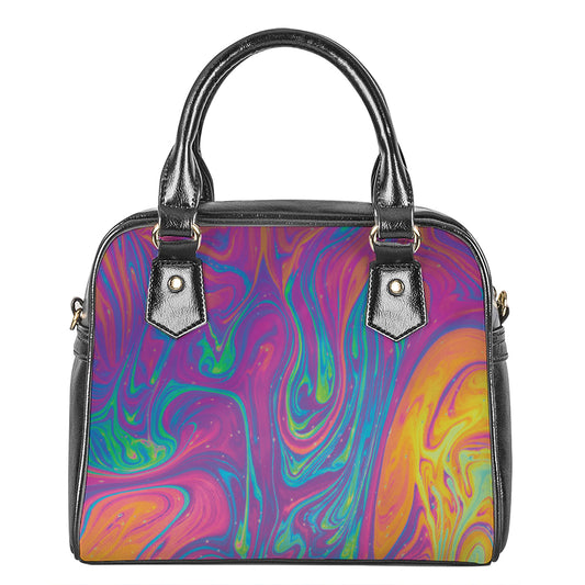 Psychedelic Liquid Print Shoulder Handbag