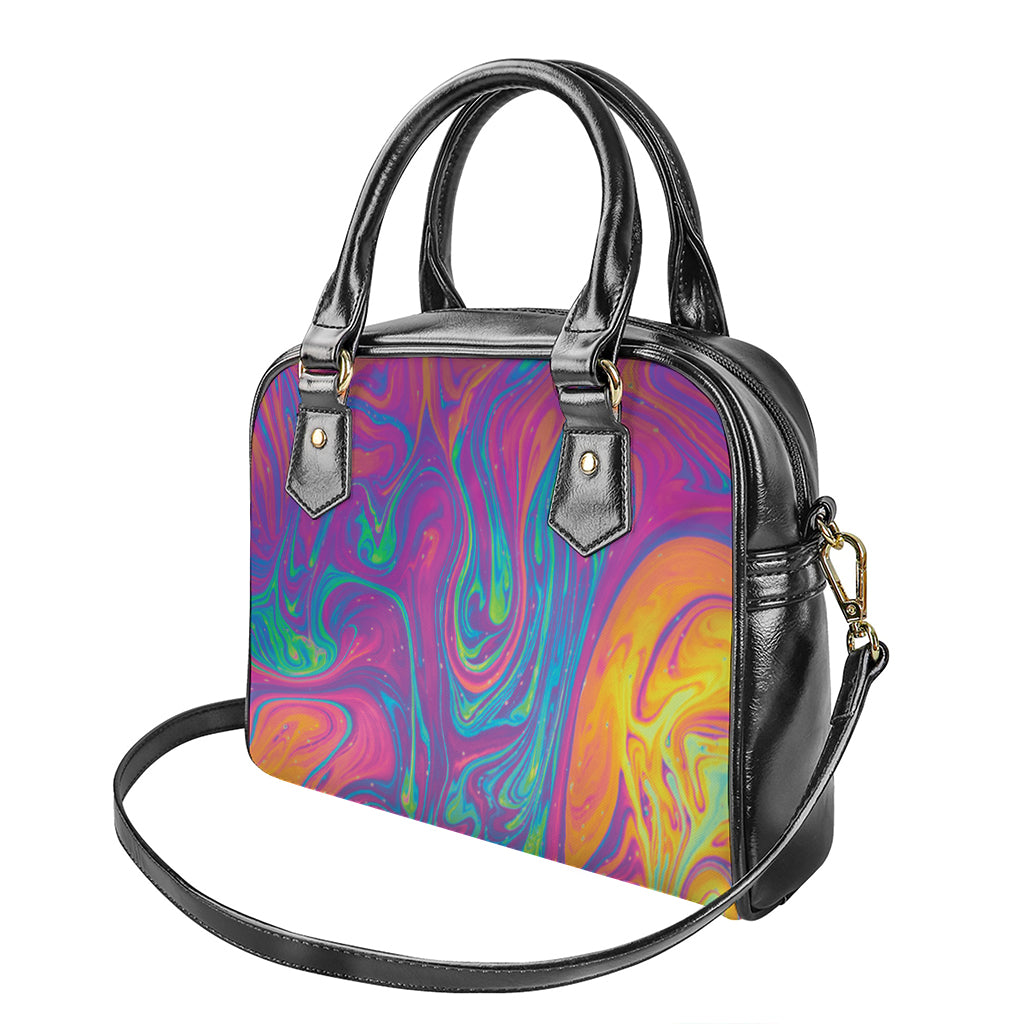 Psychedelic Liquid Print Shoulder Handbag