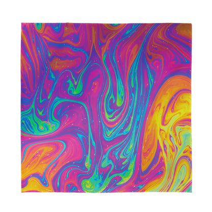 Psychedelic Liquid Print Silk Bandana