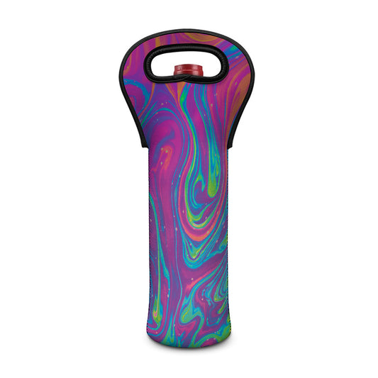 Psychedelic Liquid Print Single Neoprene Wine Tote