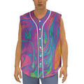 Psychedelic Liquid Print Sleeveless Baseball Jersey