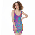 Psychedelic Liquid Print Sleeveless Bodycon Dress