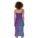 Psychedelic Liquid Print Slim Fit Midi Cami Dress