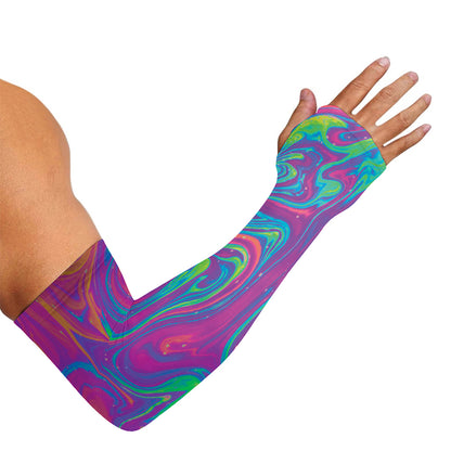 Psychedelic Liquid Print Sun Protection Arm Sleeves