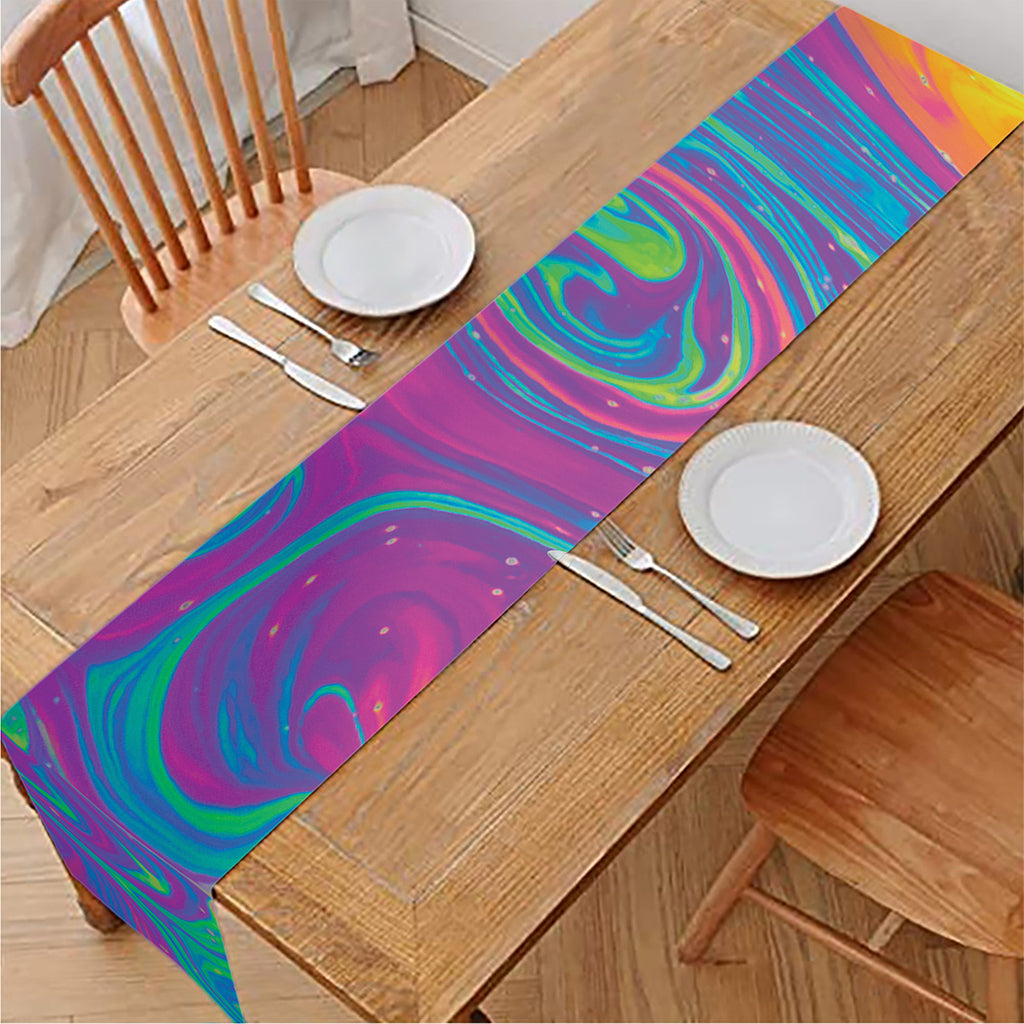 Psychedelic Liquid Print Table Runner