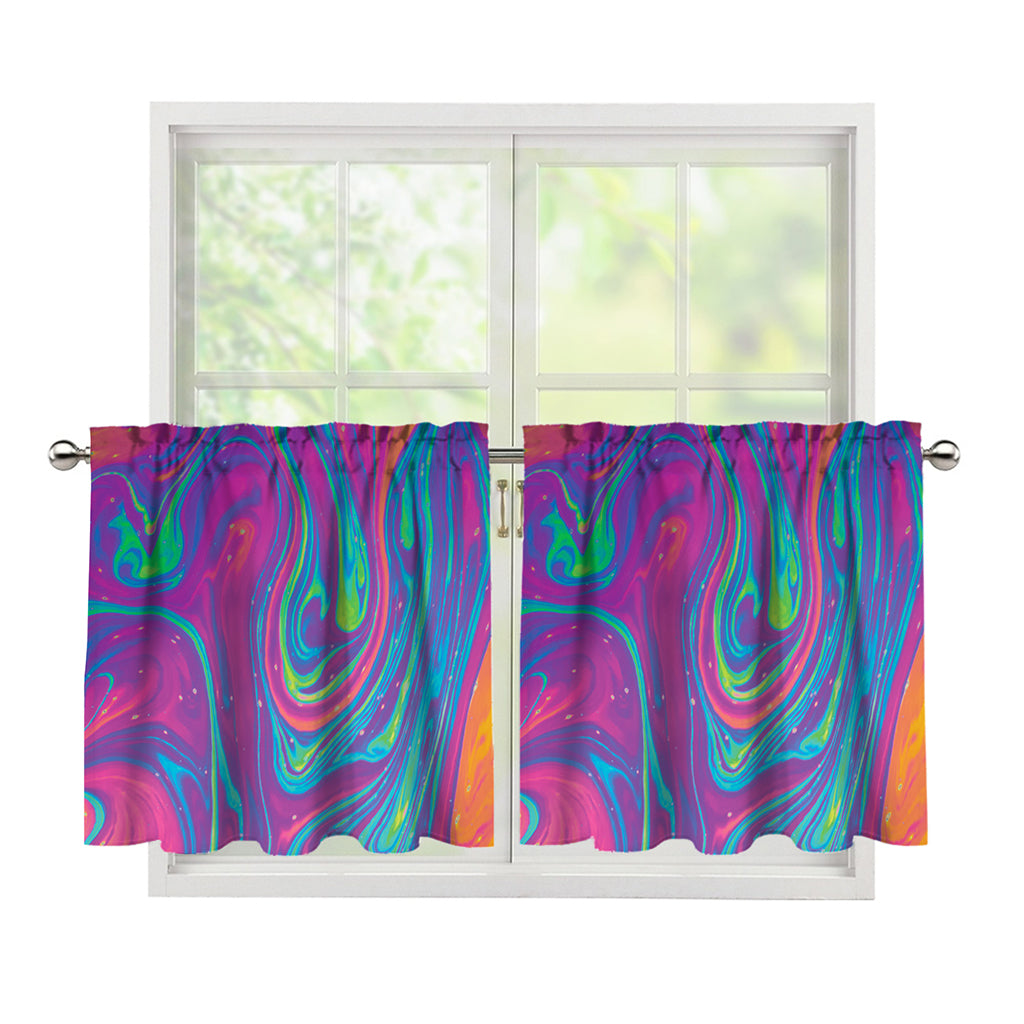 Psychedelic Liquid Print Tier Curtains