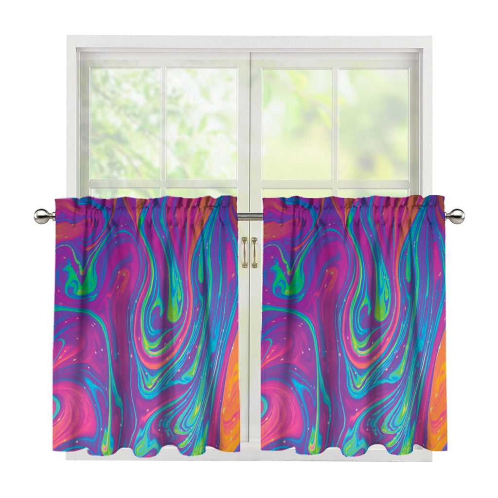 Psychedelic Liquid Print Tier Curtains