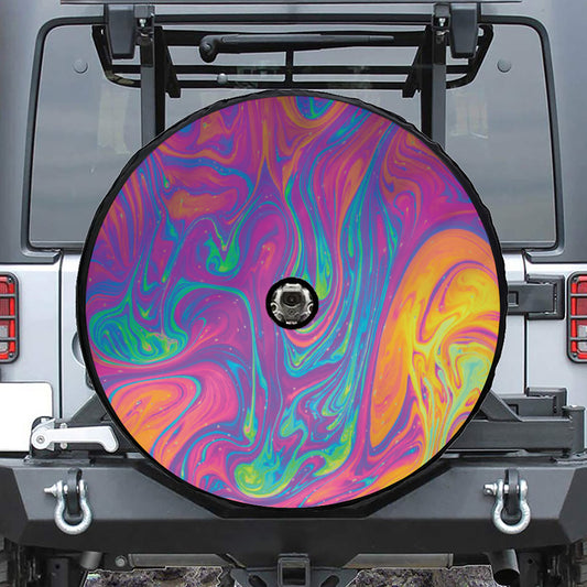 Psychedelic Liquid Print Tire Cover With Camera Hole
