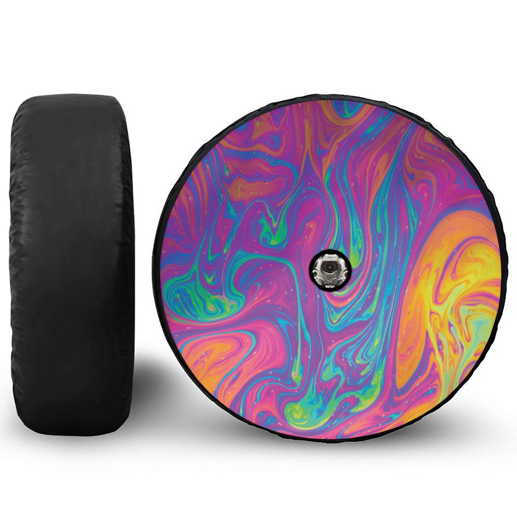 Psychedelic Liquid Print Tire Cover With Camera Hole