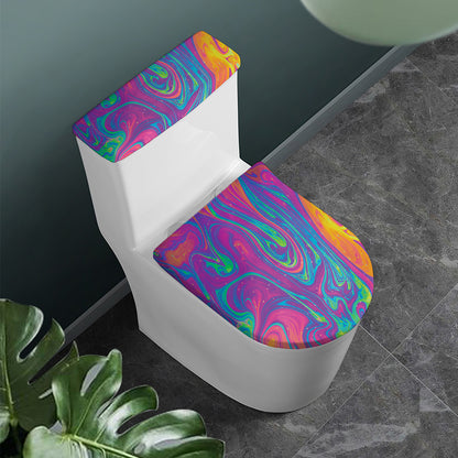 Psychedelic Liquid Print Toilet Lid And Tank Cover Set