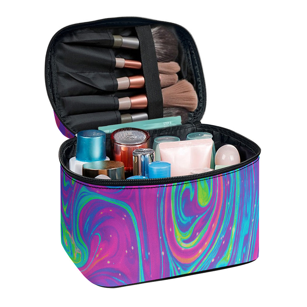 Psychedelic Liquid Print Travel Makeup Bag