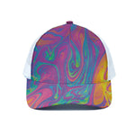 Psychedelic Liquid Print White Mesh Trucker Cap