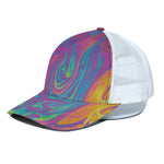 Psychedelic Liquid Print White Mesh Trucker Cap