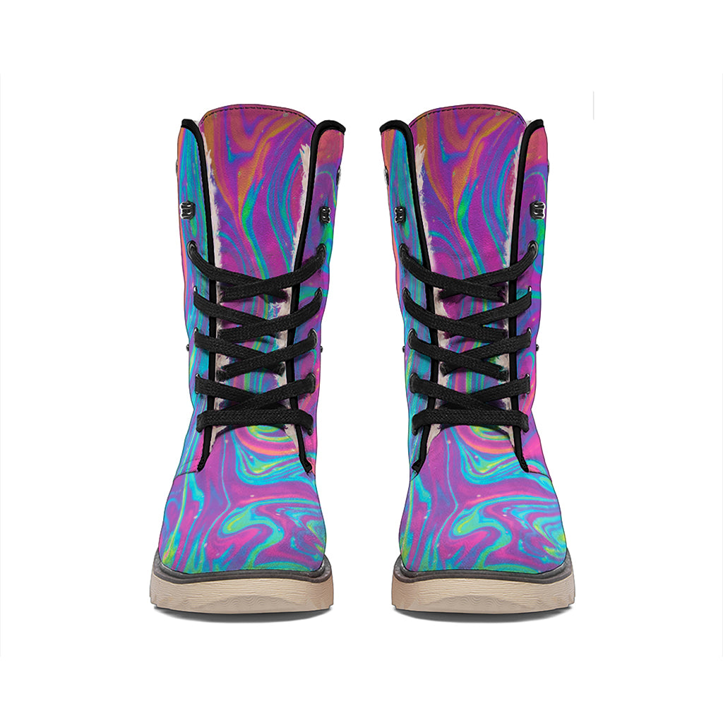Psychedelic Liquid Print Winter Boots