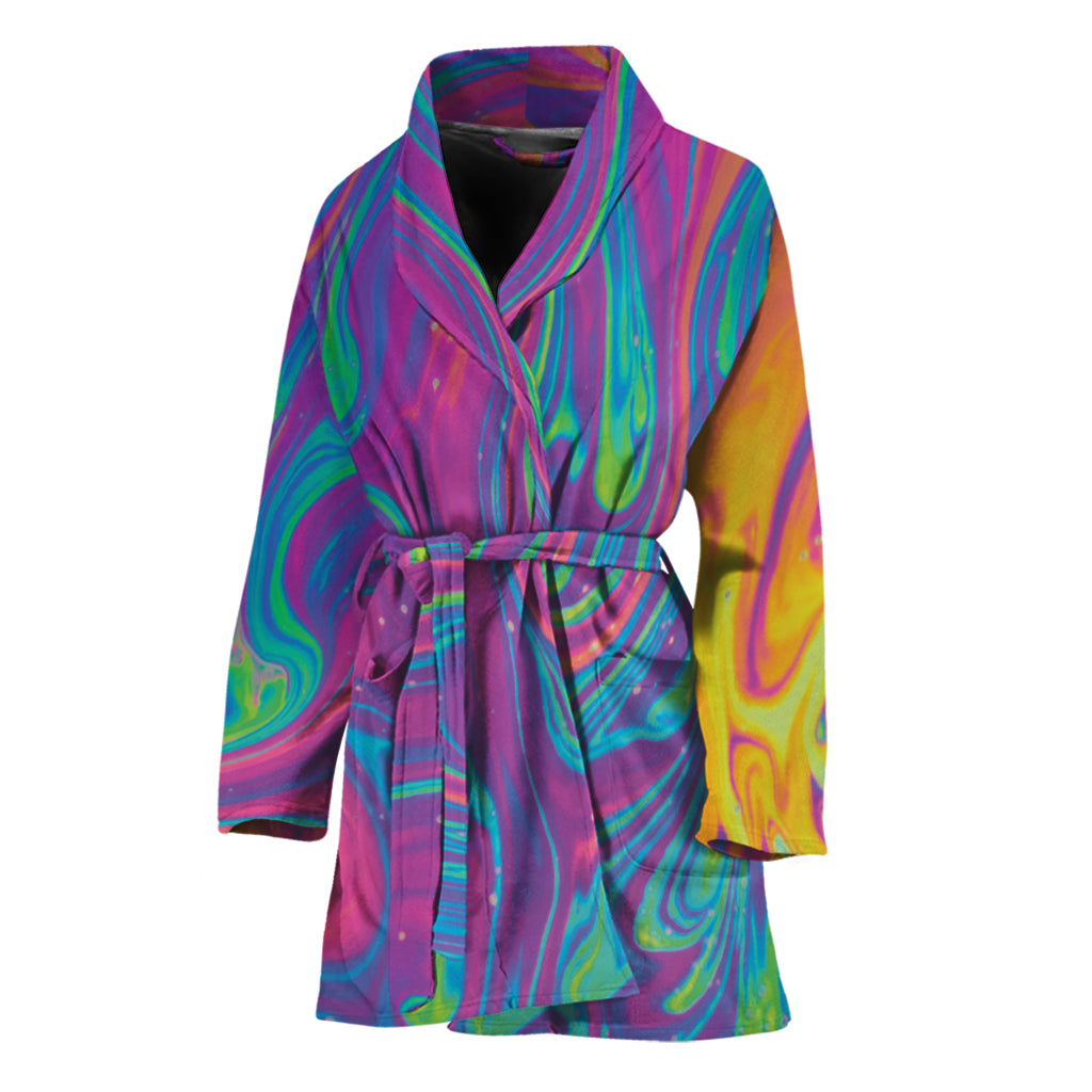 Psychedelic Liquid Print Women's Bathrobe