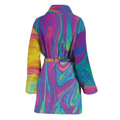 Psychedelic Liquid Print Women's Bathrobe