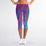 Psychedelic Liquid Print Women's Capri Leggings