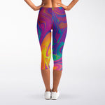 Psychedelic Liquid Print Women's Capri Leggings