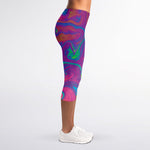 Psychedelic Liquid Print Women's Capri Leggings