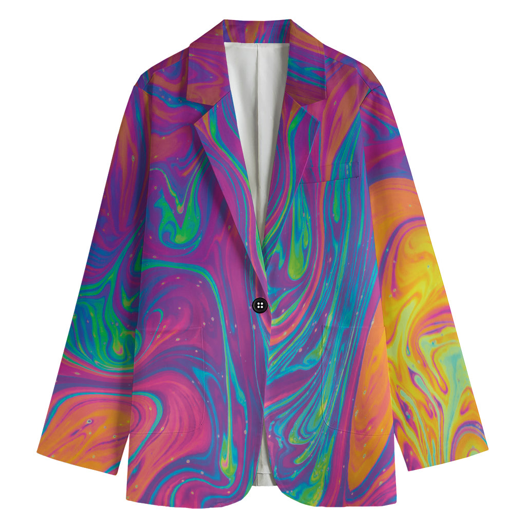 Psychedelic Liquid Print Women's Cotton Blazer