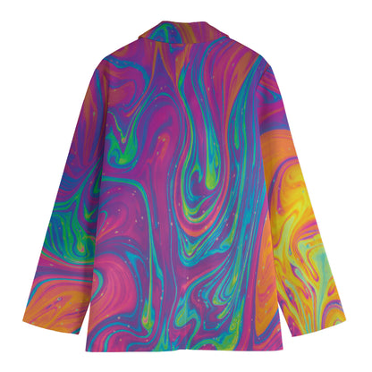 Psychedelic Liquid Print Women's Cotton Blazer