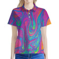 Psychedelic Liquid Print Women's Polo Shirt