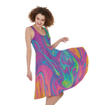 Psychedelic Liquid Print Women's Sleeveless Dress